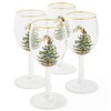 Spode Christmas Tree Wine Goblets with Gold Rims, Set of
