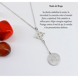 Only faith Damenhalskette mit 7 Chakren, langer Anhänger mit spirituellen Symbolen, Yoga, Reiki, Meditation, Amulett, Pequeño, Edelstahl, Kein Edelstein