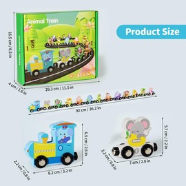 YANGUN 13 PCS Wooden Magnetic Train Toys, Montessori Toys Magnetic Wooden Train Set, Number Toy for 1 2 3 4 Year Old Boy Gifts, Preschool Learning Educational for Boys Girls