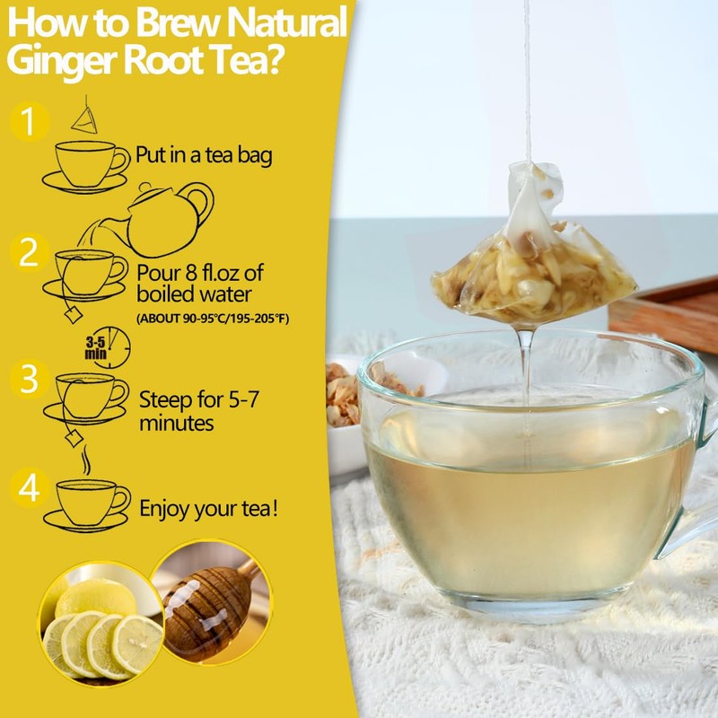 60 Premium Ginger Tea Bags, Made with 100% Natural Ginger