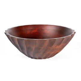 Folkulture Natural Ribbed Salad Bowl | 11” Large Mango Wood Serving Bowl for Salad, Fruit & Pasta | Decorative Wooden Bowl for Kitchen Island, Dining Table & Entertaining