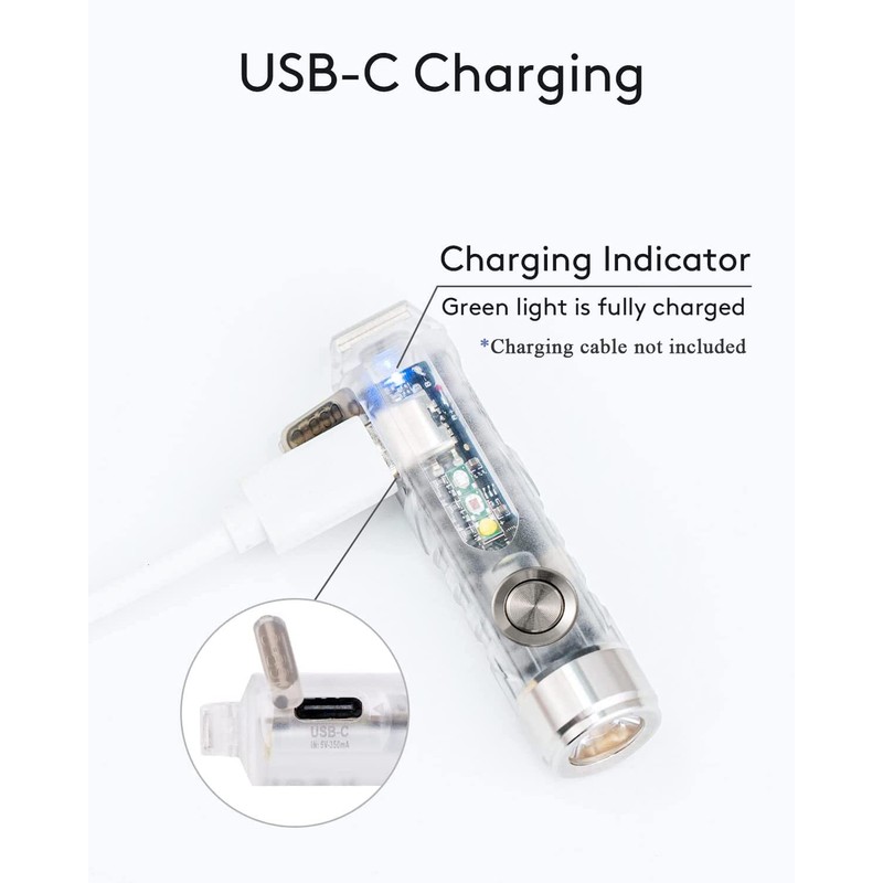 RovyVon Aurora A8 G4 Keychain Flashlight USB C Rechargeable, 5000K,