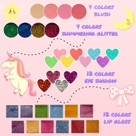 Chennyfun Children's Make-Up Case, Girls' Toy, 53 Pieces Children's Make-Up Set, Girls, Non-Toxic & Washable Children's Make-Up Gift Set, Make-Up Case, Girls' Role Play Toy from 3 Years