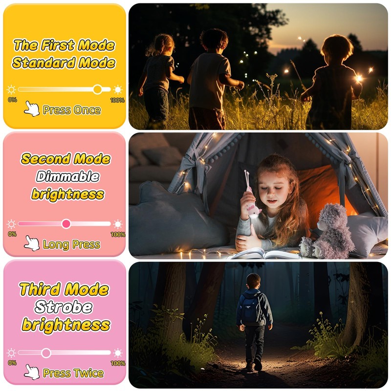 Tepreswes Axolotl Kid‘s Flashlight Rechargeable, LED Kid Flashlight for Boys