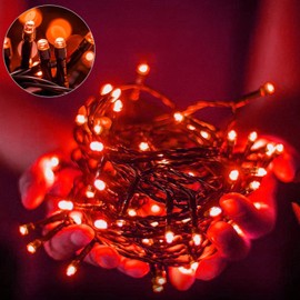 AURSTORE Basa Fairy Lights 8 Modes 10M 100 LEDs Romantic Decoration for Christmas Tree Wedding Party String Lights Indoor (Green Wire, Red)
