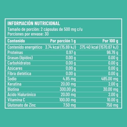 Biotina Ácido Hialurónico y Keratina Hairken 60 cápsulas toma para 1 mes K KENKOI