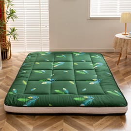 YOSHOOT Extra Thick Futon Floor Mattress, Padded Japanese Folding Roll Up Sleeping Pad, Foldable Camping Portable Mattress Shikibuton, Bed Mattress Topper, Floor Lounger Guest Bed for Couch Car