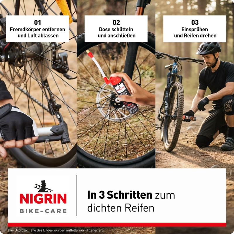 Nigrin, Schiuma ripara-fori per copertoni bici, 75 ml