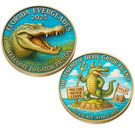 Alligator Alcatraz Coin – Funny Gator Prison Collectible from Devil Gator Island – 2025 Florida Everglades Souvenir Challenge Coin – Swamp Humor Gift for Florida Folklore Fans(1PCS) (1 PCS)