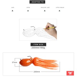 Desconocido Generic Bionic Pulpo cebos para la Pesca señuelos Suave, Plomo, Tackle Bass Ganchos (PVC, 3,54/7,87/24 cm, 0,81/6,35/9.88oz, Mulit-Colors Opción), Anaranjado