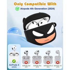 Toyuma for AirPods 4 Case Cute Kawaii Cartoon - Funny 3D Soft Silicone Case Cover with Keychain & Cleaner Kit for Women Girls Teens Character Fun Fashion Design Protective Case for Airpods 4,Bianfu