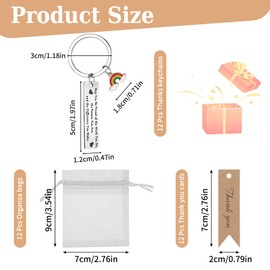 Zuimei 36 Pcs Thank You Keychain Gifts,Thank You Rainbow Keyring Inspirational Keychain Appreciation Gifts Leaving Gifts with Thank You Card Organza Bags for Colleague Employee Teacher Nurse