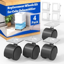 Wintcomfort Dehumidifier Wheel Kit Compatible with Midea Cube Dehumidifier, Easy-Move Wheel Casters for Basement Dehumidifiers Mobilization, Replacement Wheel Accessories, 4 Pcs, Black
