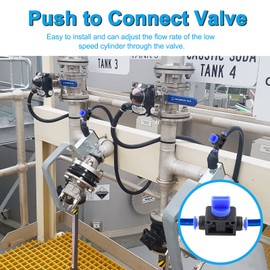 Bivethoi 6mm OD Pneumatic Ball Valve, Push to Connect Ball Valve, Air Flow Control Valve, PVC Straight Air Hose Quick Connect Adapter (2 Pack, Blue, Metric)