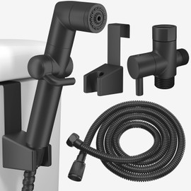 MIAOHUI MIAOHUI Muslim Shower, Handheld Bidet Sprayer for Toilet, Cloth Diaper Sprayer for Toilet, Toilet Sprayer Attachment, Health Faucet, Bum Gun with Hose and Holder, Wall or Toilet Mount (Black)