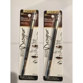 L'Oréal 2 X L'Oreal Paris Brow Stylist Designer Eyebrow Pencil, Dark Brunette #315 NEW