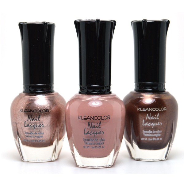 3 KLEANCOLOR NAIL POLISH AMERICANO, MOCHA, ESPRESSO BROWN NUDE LACQUER + FREE EARRING by Kleancolor