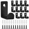 Pack of 12 Coat Hooks, Black, Metal Wall Hooks, Heavy