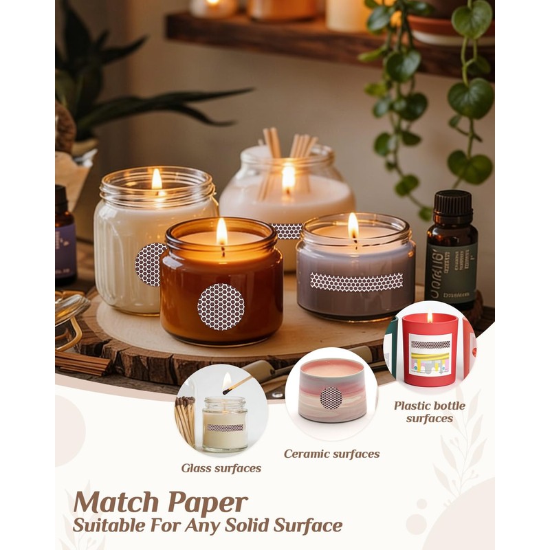 60 Pcs Match Striker Stickers, Match Striker Paper with Adhesive,
