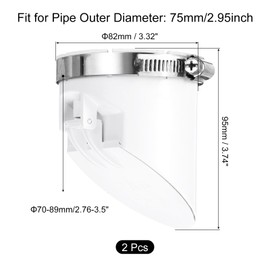 sourcing map 2 Pcs PVC Sewer Backflow Preventer, Anti-Odor Core for 75mm/3inch OD Horizontal Tube in Sewage Tanks, White