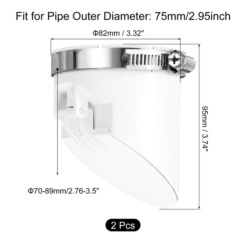 sourcing map 2 Pcs PVC Sewer Backflow Preventer, Anti-Odor Core