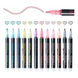 Universo en Linea Marcadores Plumones Contorno Mágico 12 Colores Brillantes F