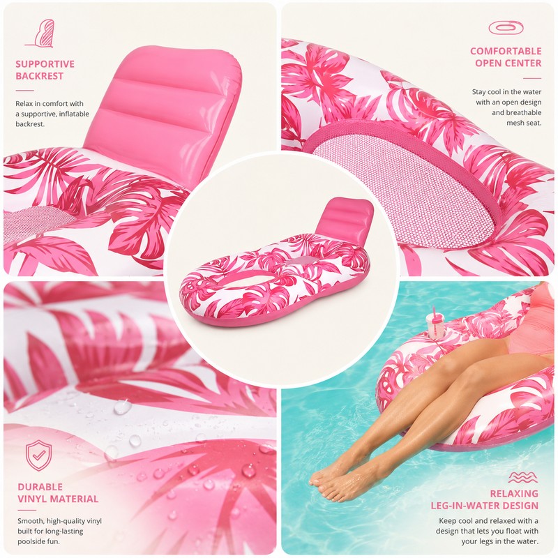 Inflatable Pool Float Lounger for Adults – Vinyl Floating Chair