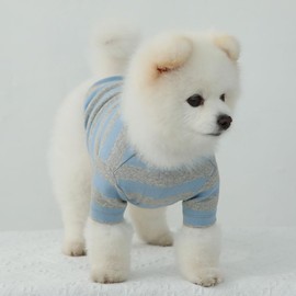 Lucky Petter Dog Cotton Shirts for Small and Large Dogs Rugby Striped T-Shirts Soft Breathable Dog Shirt pet Clothes (Medium, Blue/Gray)