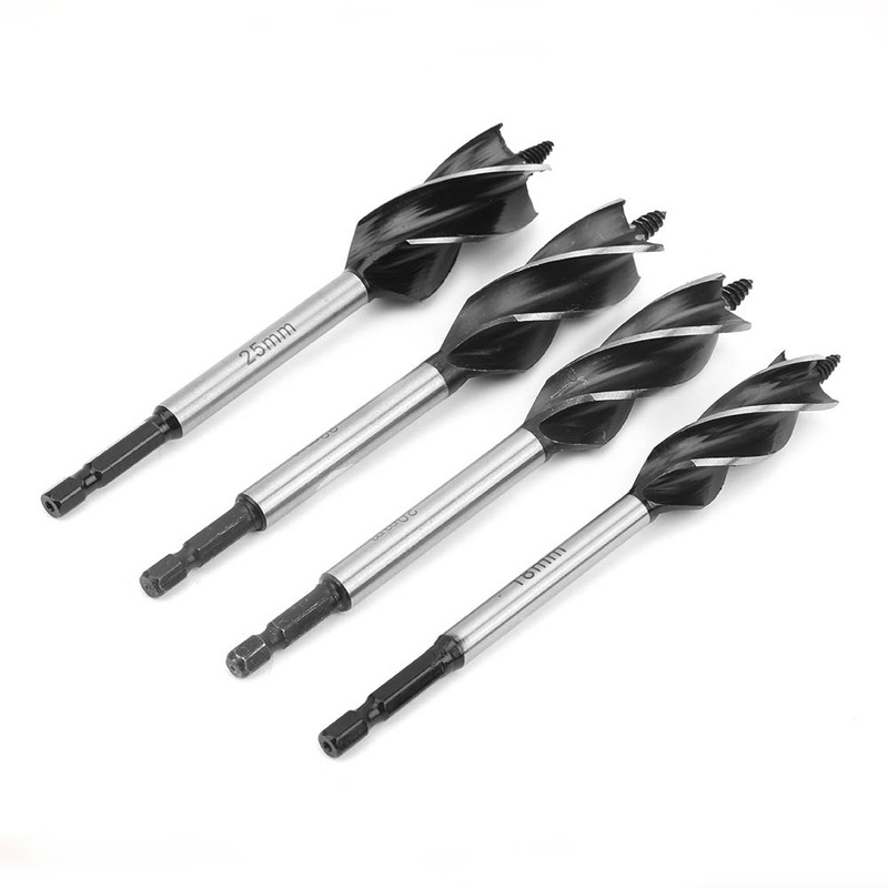 4Pcs Auger Bits Wood Cutting Hole Saw Reaming Twist Drill
