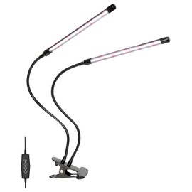 iPower LED Grow Light with Full Spectrum for Indoor Plants, Adjustable Gooseneck, 2/3 Light Modes&5/10 Dimmable Levels, 3 Auto Timing Modes, 2 Tubes, White