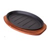 Cast Iron Steak Plate Sizzle Griddle With Wooden Base Steak