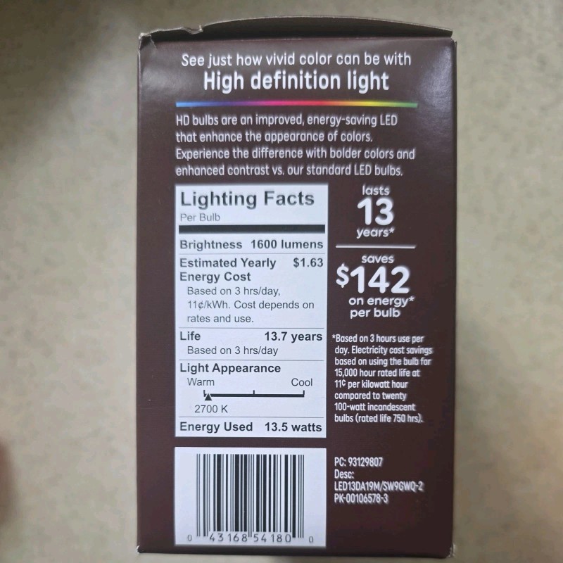 GE Relax HD LED Light Bulbs, Soft White, 1600 Lumens,
