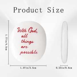 Selenite Crystal Worry Stones - Small Crystals for Big Stress Relief - Cheer Up & Encouragement Gift for Natural Reiki Healing - Real Motivational Strength Rocks - with God, All Things are Possible