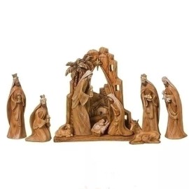 Roman 10-Piece Carved-Look Faux Wood Nativity Set   ~~  Christmas Must-Have  ~~