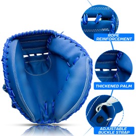 HolyElks Baseball Catchers Mitt 33", Catcher Glove, Baseball Glove, Catchers Mitt for Training and Playing, Right Hand Throw, Adult and Youth Size, Multiple Styles (Blue, 33in)