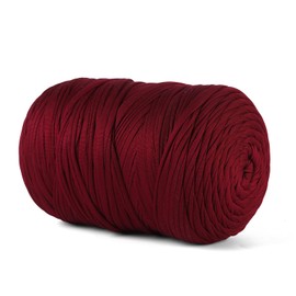 MSyarn T Shirt Yarn 800g/229yds, Stretch Tshirt Fabric for Crocheting Bag/Basket/Home Decor, Thick Yarn with Polyester Spandex Blend (Wine Red)