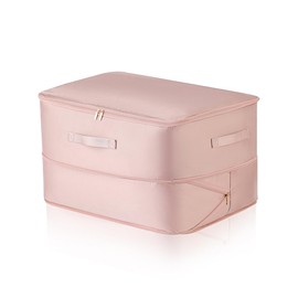 KyeeaDIY Clothes Storage Bags, Large Comforter Storage Bag Folding Organizer bag with Vent, Blanket Clothes Organization for Clothing, Comforters, Bed Sheets, Pillows and Toys (Pink, 52x42x30cm)