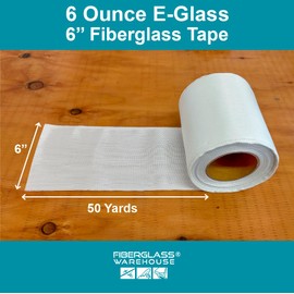 High-Strength Fiberglass Cloth Tape, 6 oz, 6" Wide x 50 Yards - Reinforcement, Waterproof, Heat & Fire Resistant E-Glass - Ideal for Seams, Corners, Repairs - Compatible with Epoxy, Polyester Resins