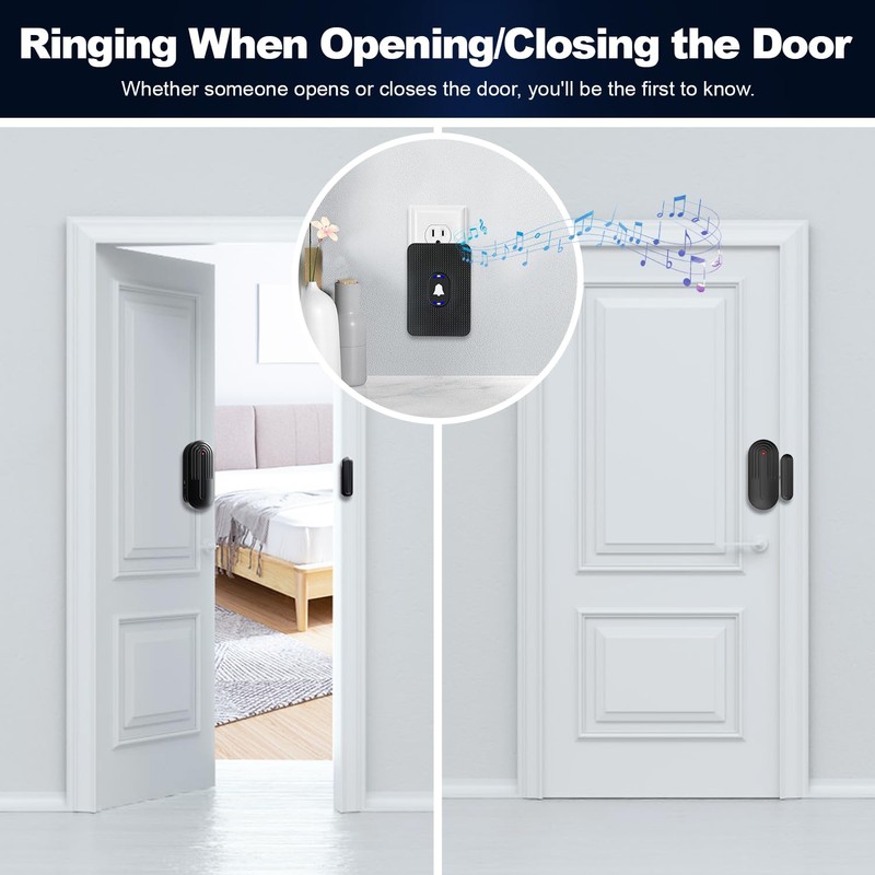 DAYTECH Wireless Door Window Sensor Alarm, Door Open Chime, Entry