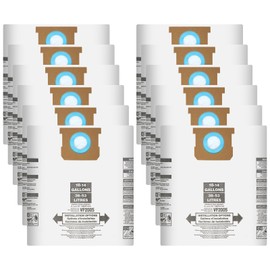 12 Pack 90672 Vacuum Filter Bag for Shop Vac Bags 10-14 Gallon, High Efficiency Dust Collection Bags Replace Part Type I #90672 9067200, Type F #90662 9066200 9066233, VF2005