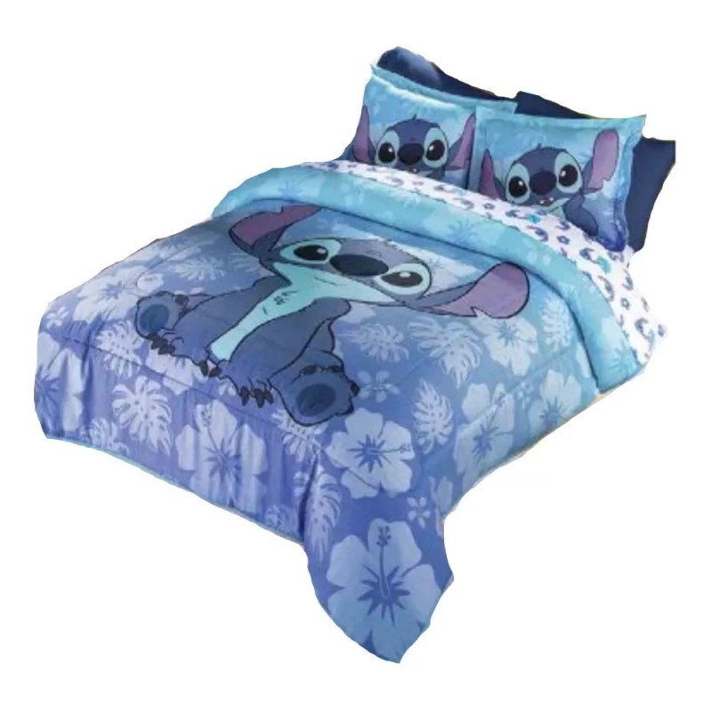 Colchas Concord Edredón Matrimonial Lavable C/fundas Stitch Azul Concord