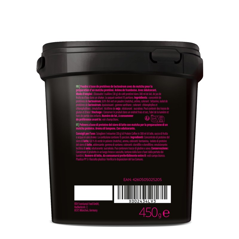 GymQueen Protein Coffee Matcha Raspberry 450 g, High Protein Coffee,