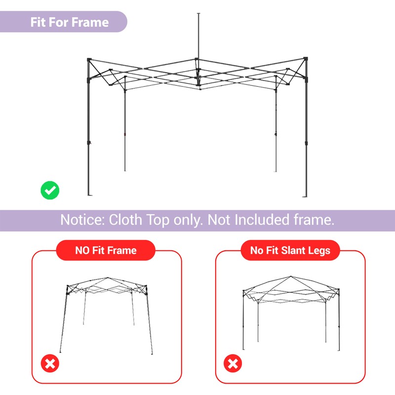Tradesparker 10x10 Commercial Pop Up Canopy Replacement Top-Windproof D-Rings+Banner Grommets+Loop