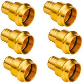 WHK 6 Pack Propress Fittings 1 Inch 1" Press Propress x 1" PEX Adapter Crimp Fittings Brass Coupling Connect from Cooper to Pex B Pipe（Lead-Free,copper to pex adapter 1 Inch)