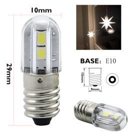 GutReise E10 LED Light Bulb,5 PCS 12V Cold White Lamp 1W 100LM 6500k, Miniature Screw Replacement Bulbs (Cold White, 12V)