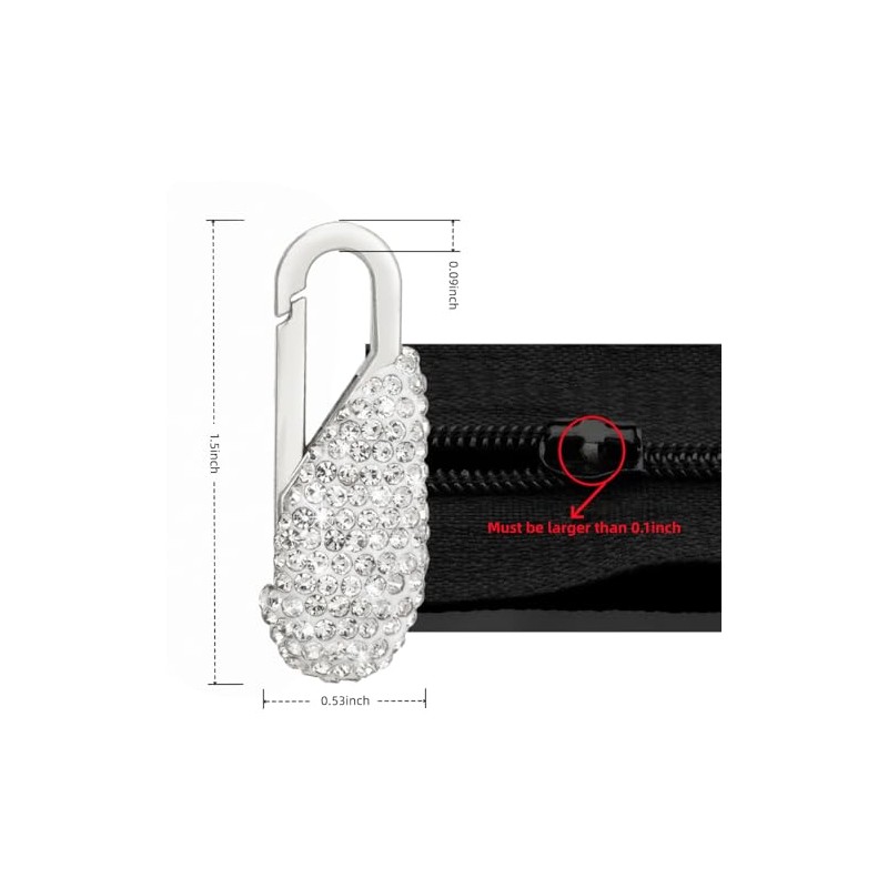 4 Pcs Bling Zipper Pull Replacement Universal Decorative Zipper Handle