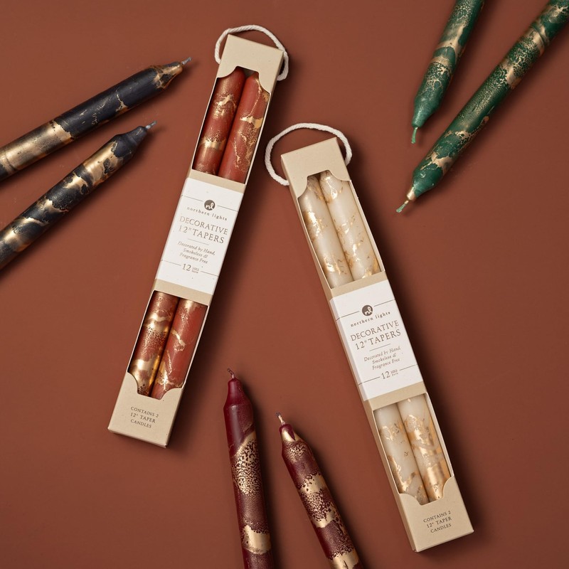 Northern Lights Candles - Premium Decorative Tapers - 12" 2PK