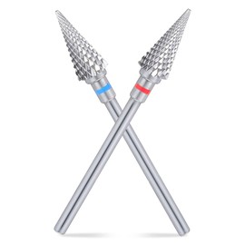 2 Pieces Nail Drill Bits, Tungsten Nail Carbide Bit 3/32" Cone Shape Carbide Bit Carbide Nail Drill Bits for Acrylic Professional Electric Nail Drill Bits for Home Salon/Fine+Medium Nail Bits
