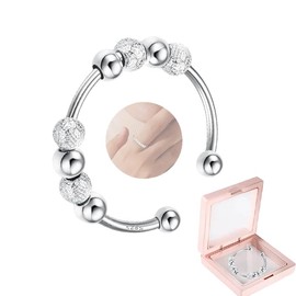 HhBdy Adjustable Anti-Stress Ring Fidget Anxiety Ring Spinner Anxiety Ring Silver 925 Women Rings Stress Relief Ring Anxiety Ring Skill Rings Panic Ring Adjustable Anti-Stress Ring Anxiety Relief