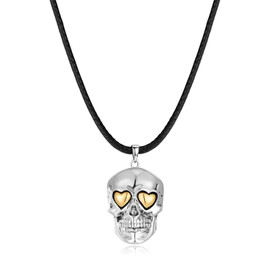 CLASSYZINT Skull Necklace Two Tone Skull Pendant Necklace Gothic Necklaces Punk Jewelry
